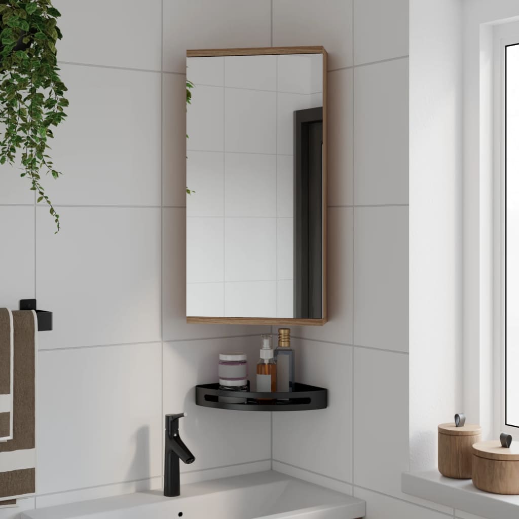 Corner Bathroom Mirror Cabinet Oak 30x24x60 cm - Discount Dealers
