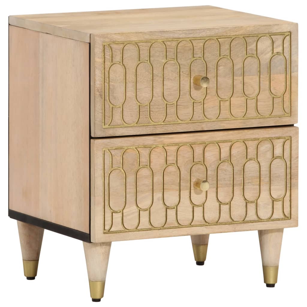 Bedside Cabinets 2 pcs 40x33x46 cm Solid Wood Mango - vid-358247 - Discount Dealers