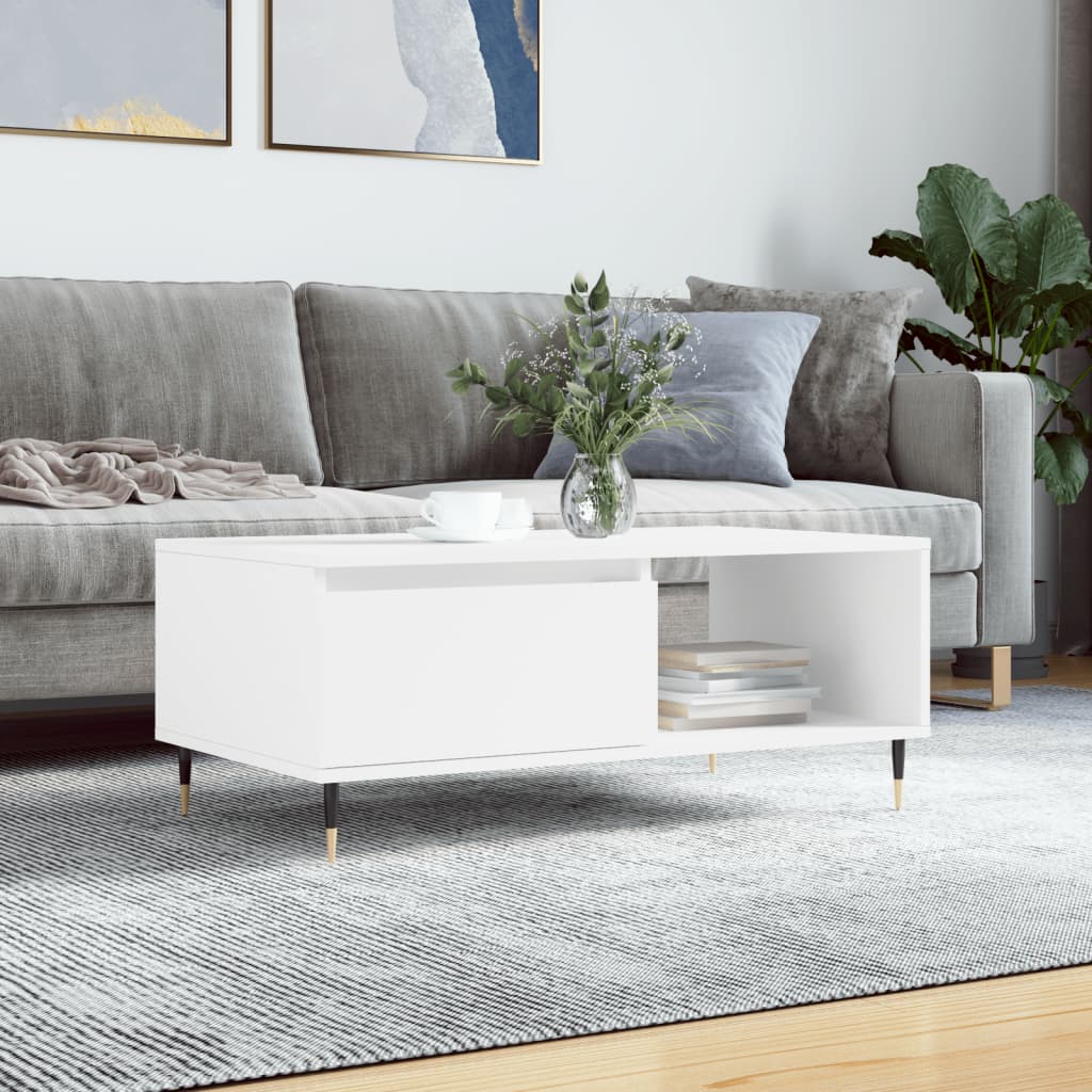 Coffee Table White 90x50x36.5 cm Engineered Wood - The Home Maker