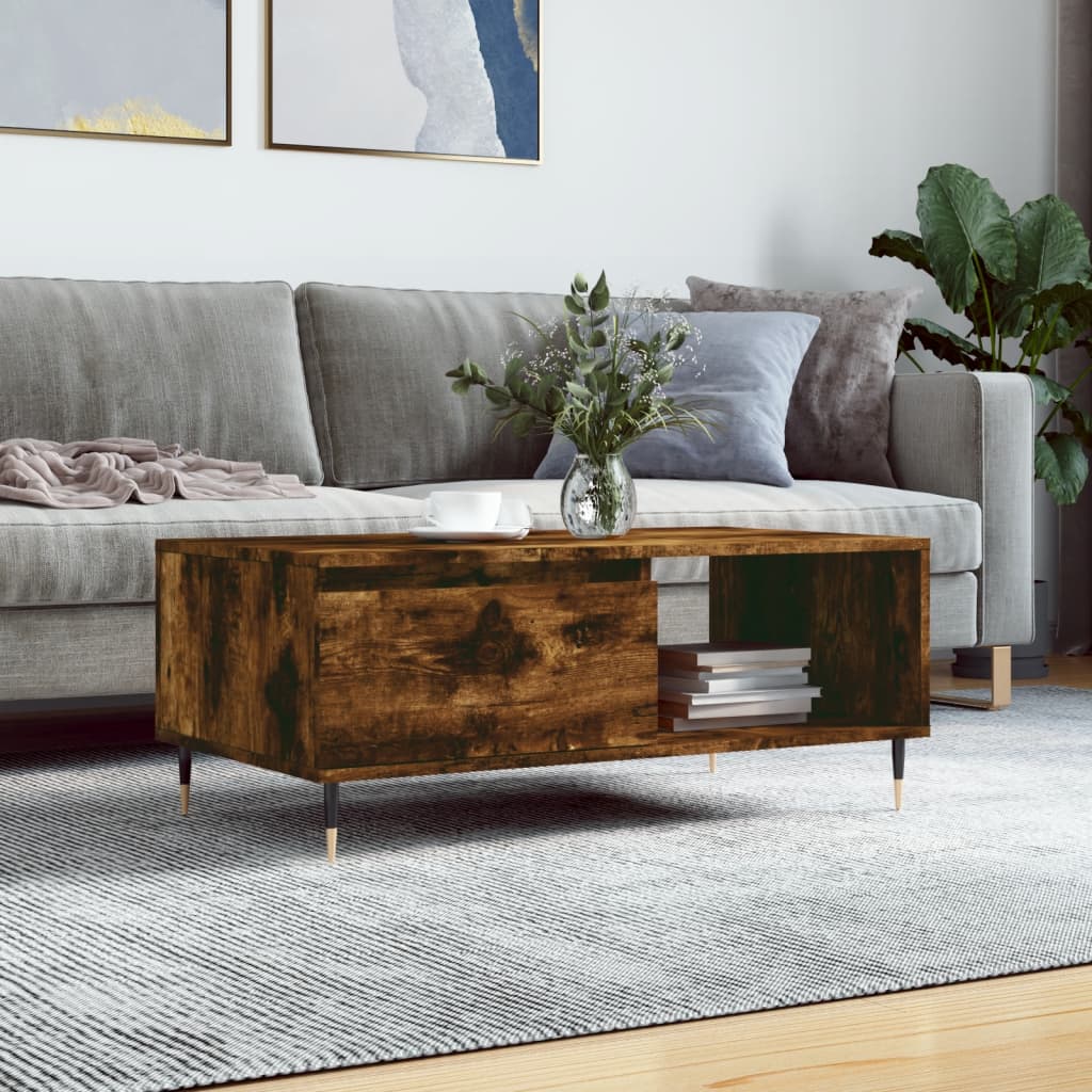 Coffee Table Smoked Oak 90x50x36.5 cm Engineered Wood - The Home Maker