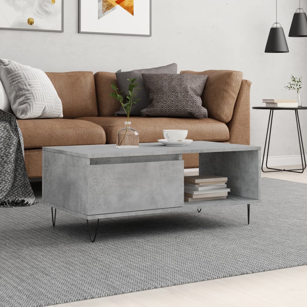 Coffee Table Concrete Grey 90x50x36.5 cm Engineered Wood - The Home Maker