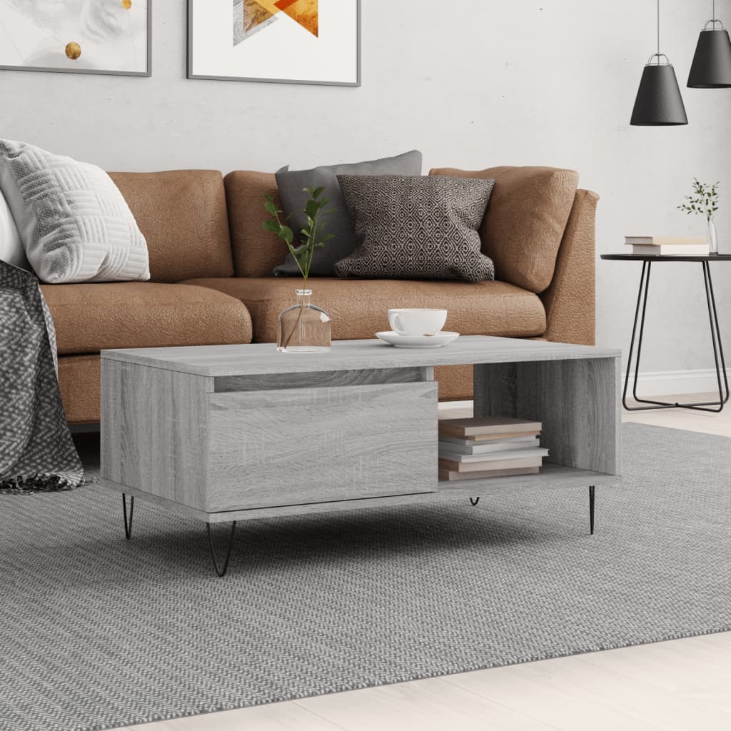 Coffee Table Grey Sonoma 90x50x36.5 cm Engineered Wood - Casper Homes