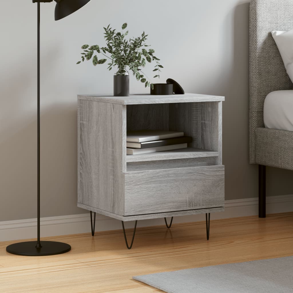 Bedside Table - PHOENIX Tyra Nightstand Grey Sonoma 40cm - Sid & Sam