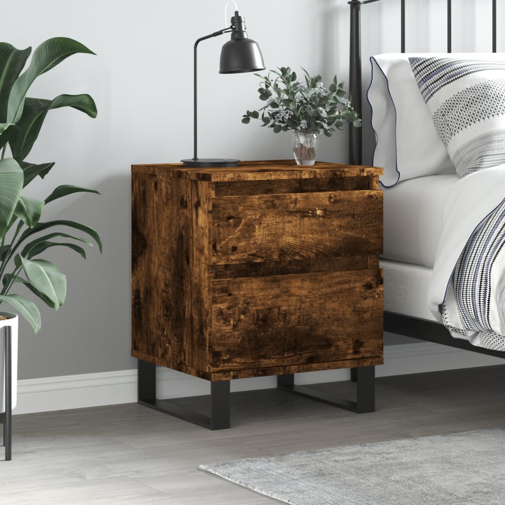 Bedside Table - PHOENIX Jace Nightstand Smoked Oak 40cm - R and M Furniture