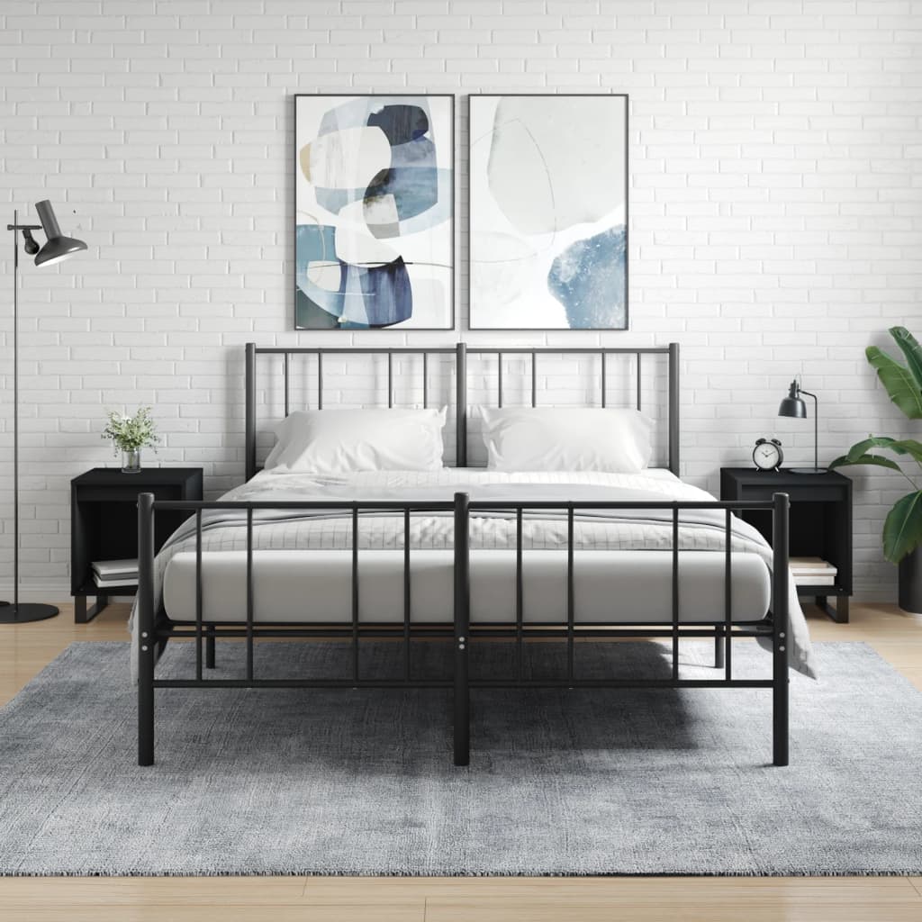 Bedside Table - PHOENIX Mac 2 Piece Nightstand Black 40cm - Sid & Sam