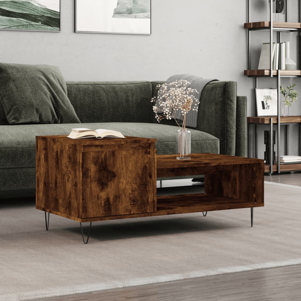 Coffee Table Smoked Oak 100x50x45 cm Engineered Wood - Merkel Designers