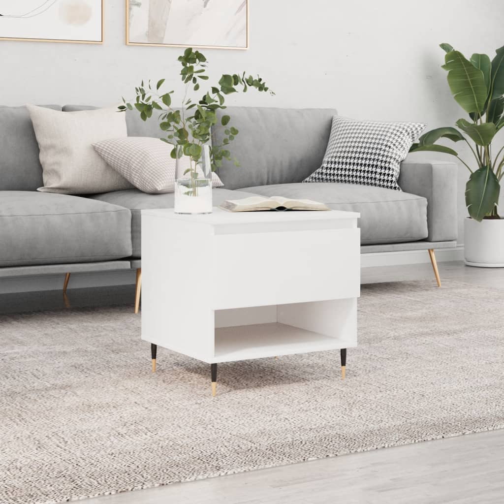 Coffee Table White 50x46x50 cm Engineered Wood - Sid & Sam
