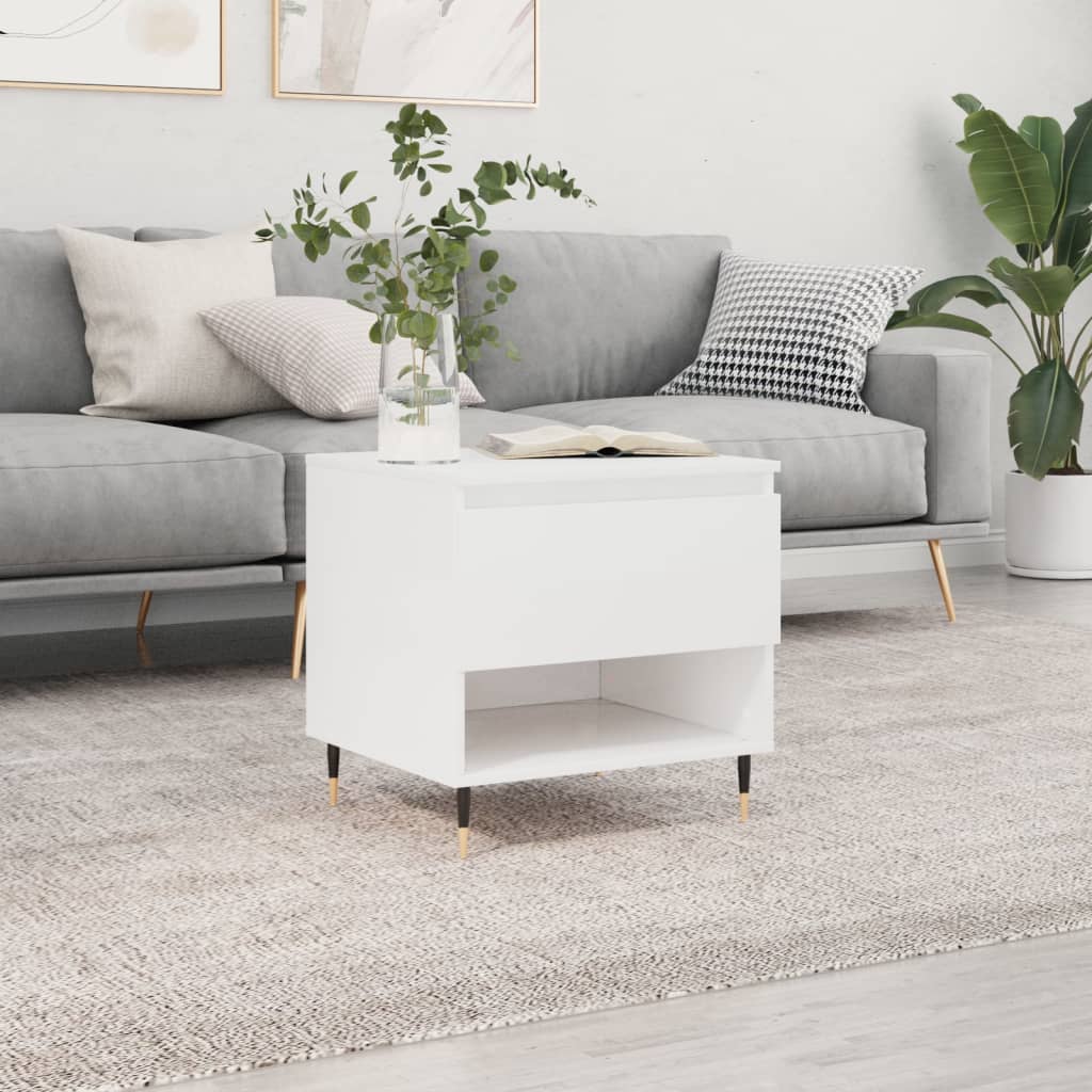 Coffee Table High Gloss White 50x46x50 cm Engineered Wood - Casper Homes