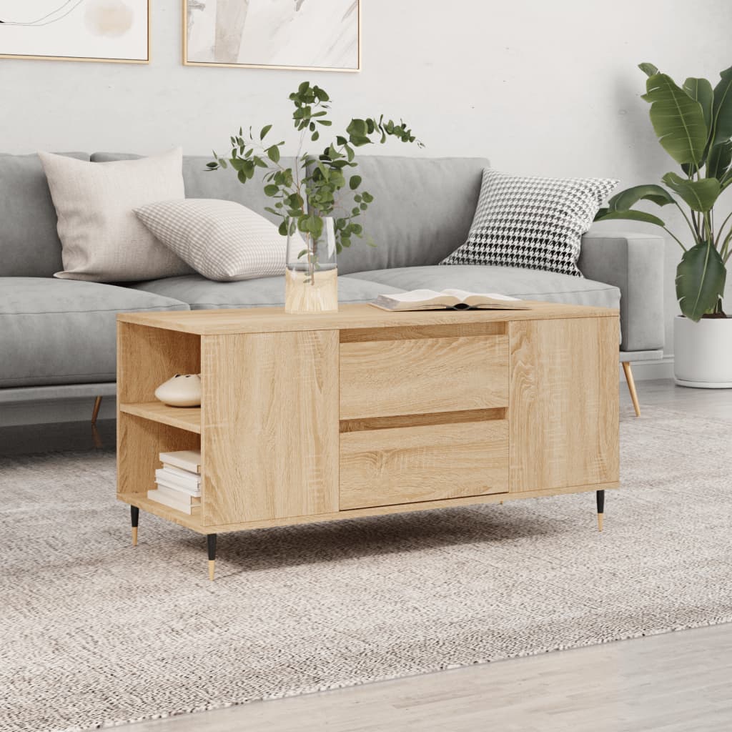 Coffee Table Sonoma Oak 102x44.5x50 cm Engineered Wood - Merlin Deals