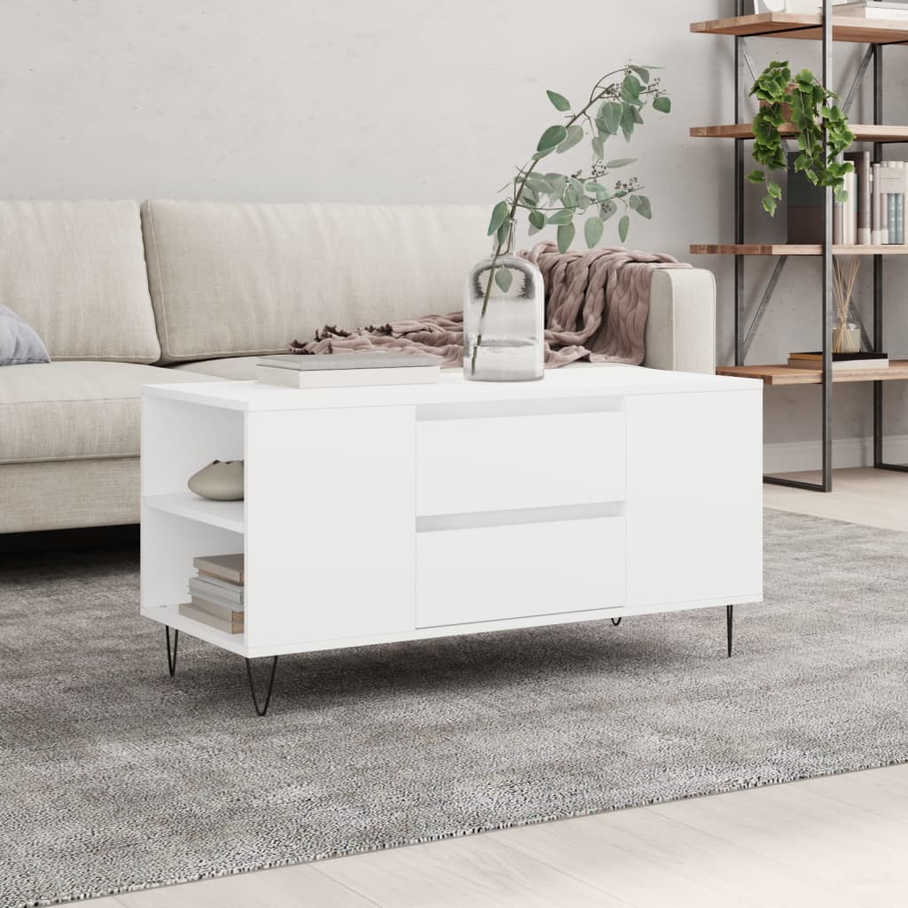 Coffee Table White 102x44.5x50 cm Engineered Wood - Tyrell & Tyrell