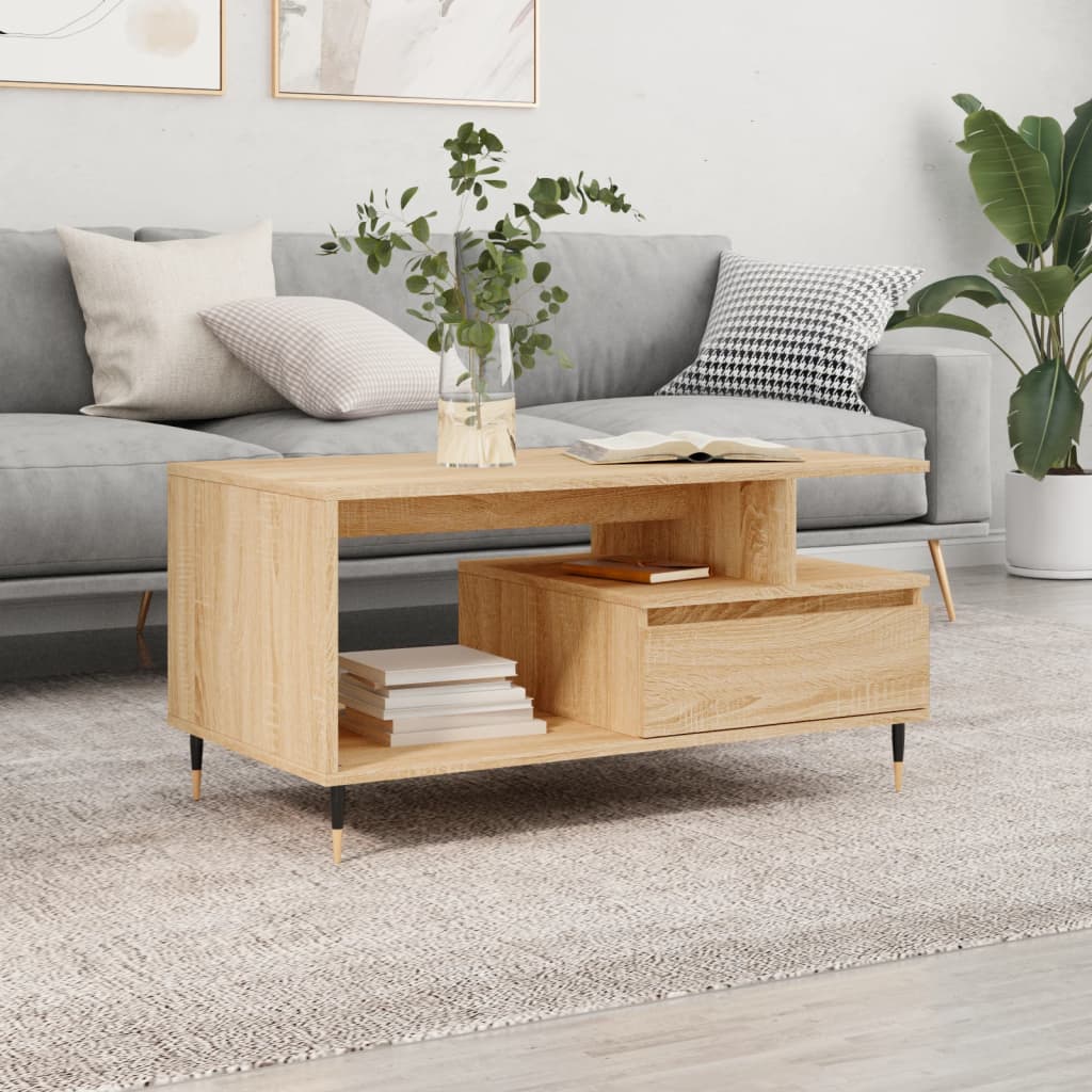 Coffee Table Sonoma Oak 90x49x45 cm Engineered Wood - Merlin Deals