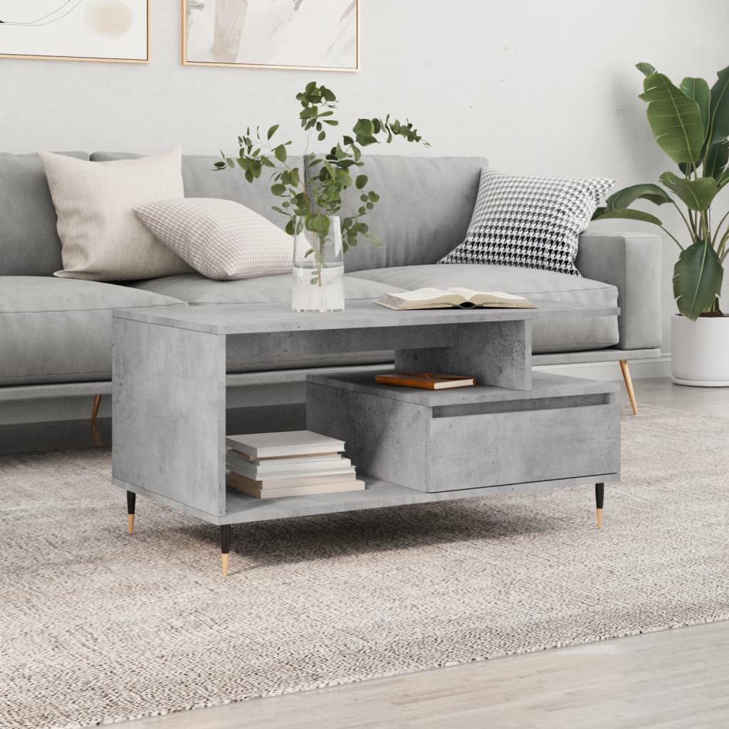 Coffee Table Concrete Grey 90x49x45 cm Engineered Wood - Merlin Deals