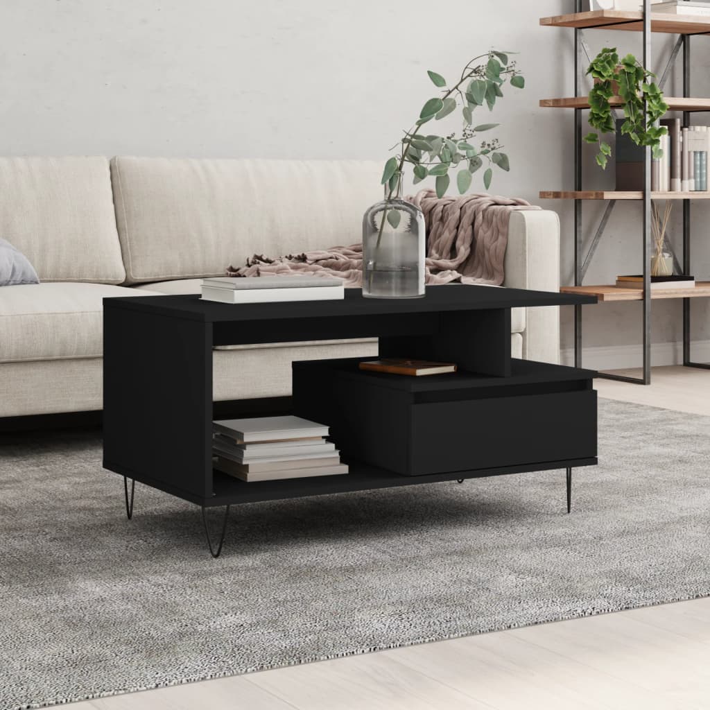 Coffee Table Black 90x49x45 cm Engineered Wood - Sid & Sam
