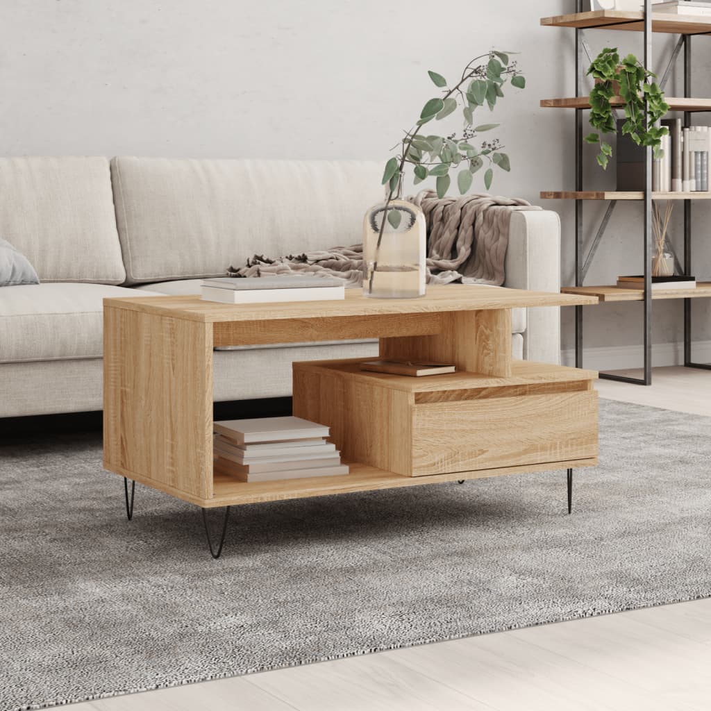 Coffee Table Sonoma Oak 90x49x45 cm Engineered Wood - Unbeatable Bargains