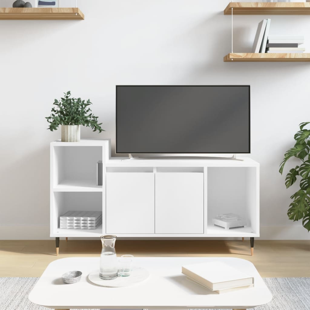 TV Cabinet White 100x35x55 cm Engineered Wood - Unbeatable Bargains