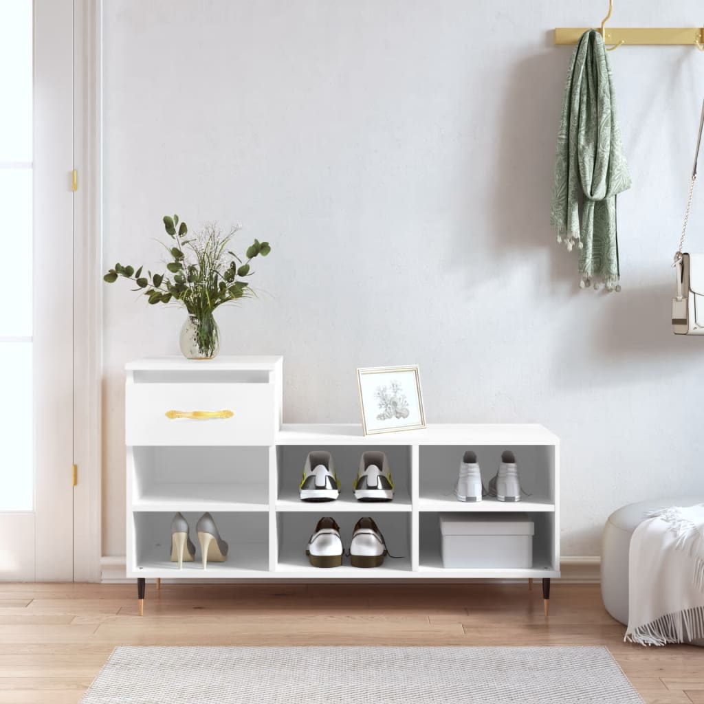 Shoe Cabinet White 102x36x60 cm Engineered Wood - Discount Dealers