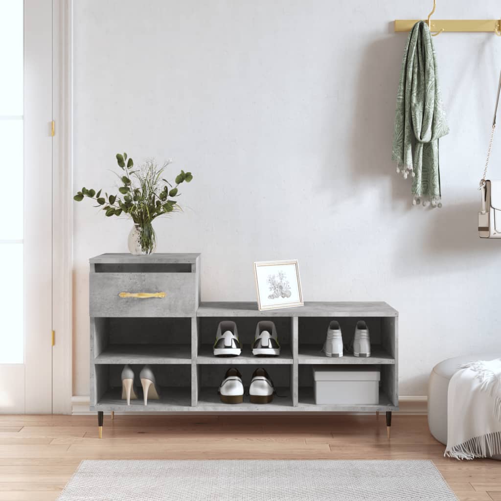 Shoe Cabinet Concrete Grey 102x36x60 cm Engineered Wood - Millennium Furniture