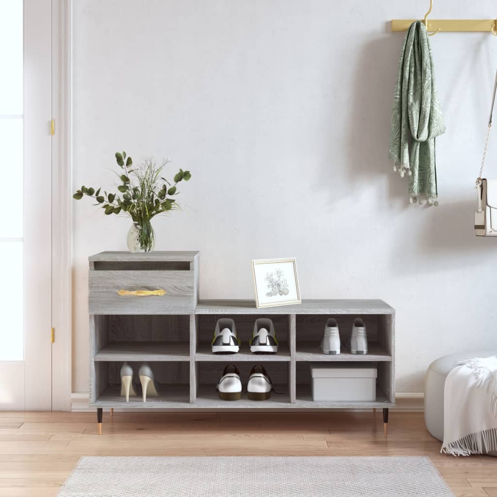 Shoe Cabinet Grey Sonoma 102x36x60 cm Engineered Wood - R and M Furniture
