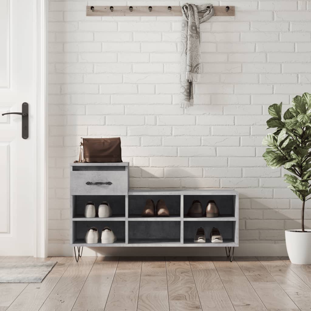 Shoe Cabinet Concrete Grey 102x36x60 cm Engineered Wood - Casper Homes