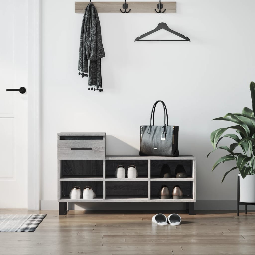Shoe Cabinet Grey Sonoma 102x36x60 cm Engineered Wood - Sid & Sam