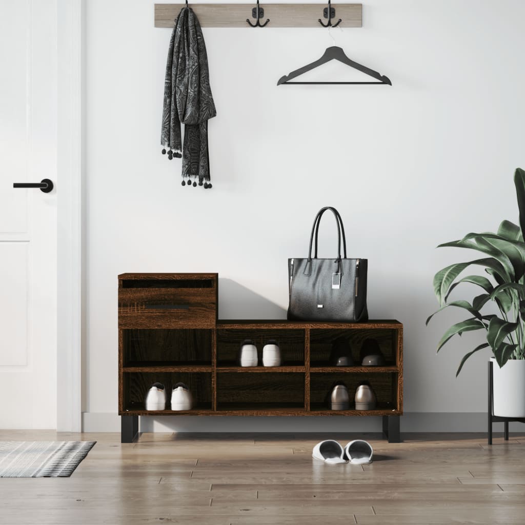 Shoe Cabinet Brown Oak 102x36x60 cm Engineered Wood - Tyrell & Tyrell