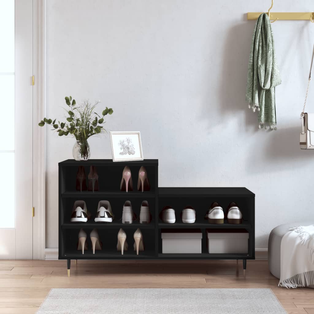 Shoe Cabinet Black 102x36x60 cm Engineered Wood - Millennium Furniture