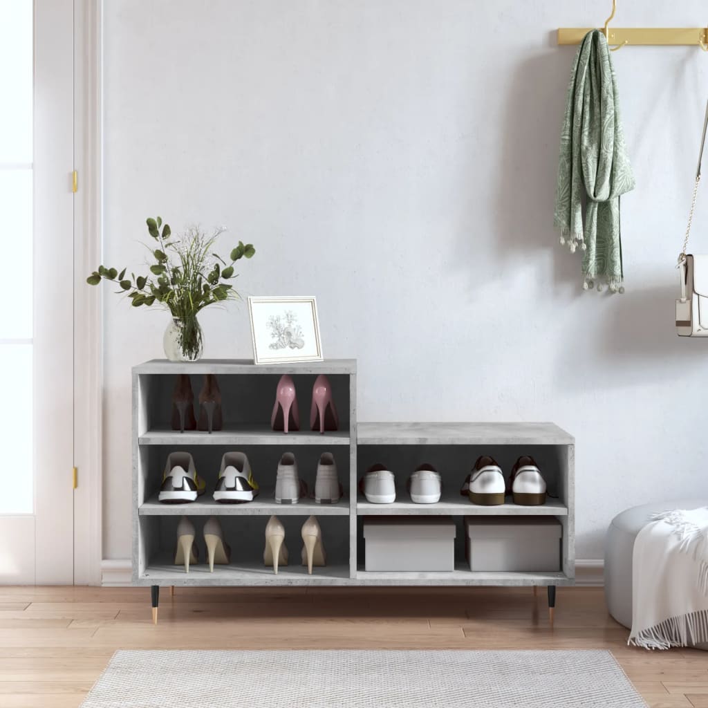Shoe Cabinet Concrete Grey 102x36x60 cm Engineered Wood - Sid & Sam