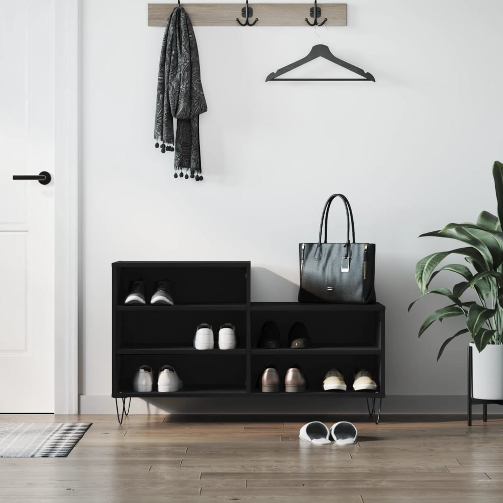 Shoe Cabinet Black 102x36x60 cm Engineered Wood - Casper Homes