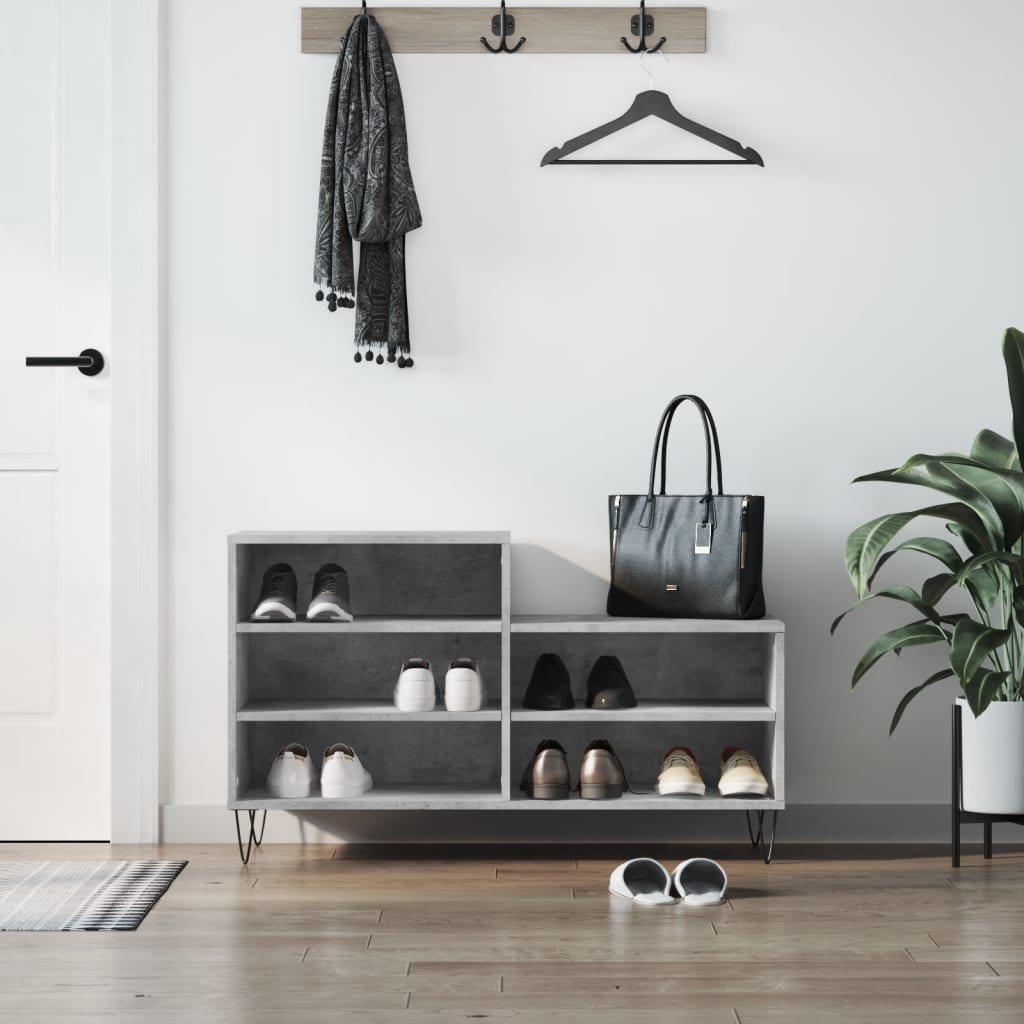 Shoe Cabinet Concrete Grey 102x36x60 cm Engineered Wood - Merlin Deals