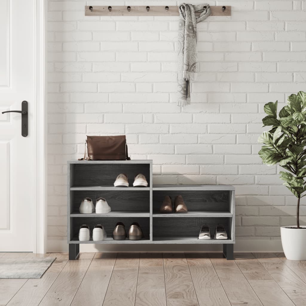 Shoe Cabinet Grey Sonoma 102x36x60 cm Engineered Wood - Merlin Deals