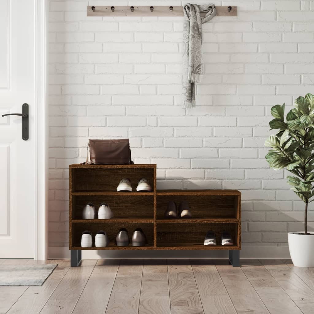 Shoe Cabinet Brown Oak 102x36x60 cm Engineered Wood - The Home Maker