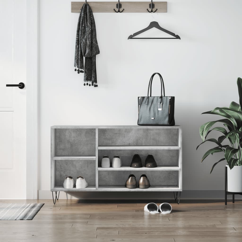 Shoe Cabinet Concrete Grey 102x36x60 cm Engineered Wood - Sid & Sam