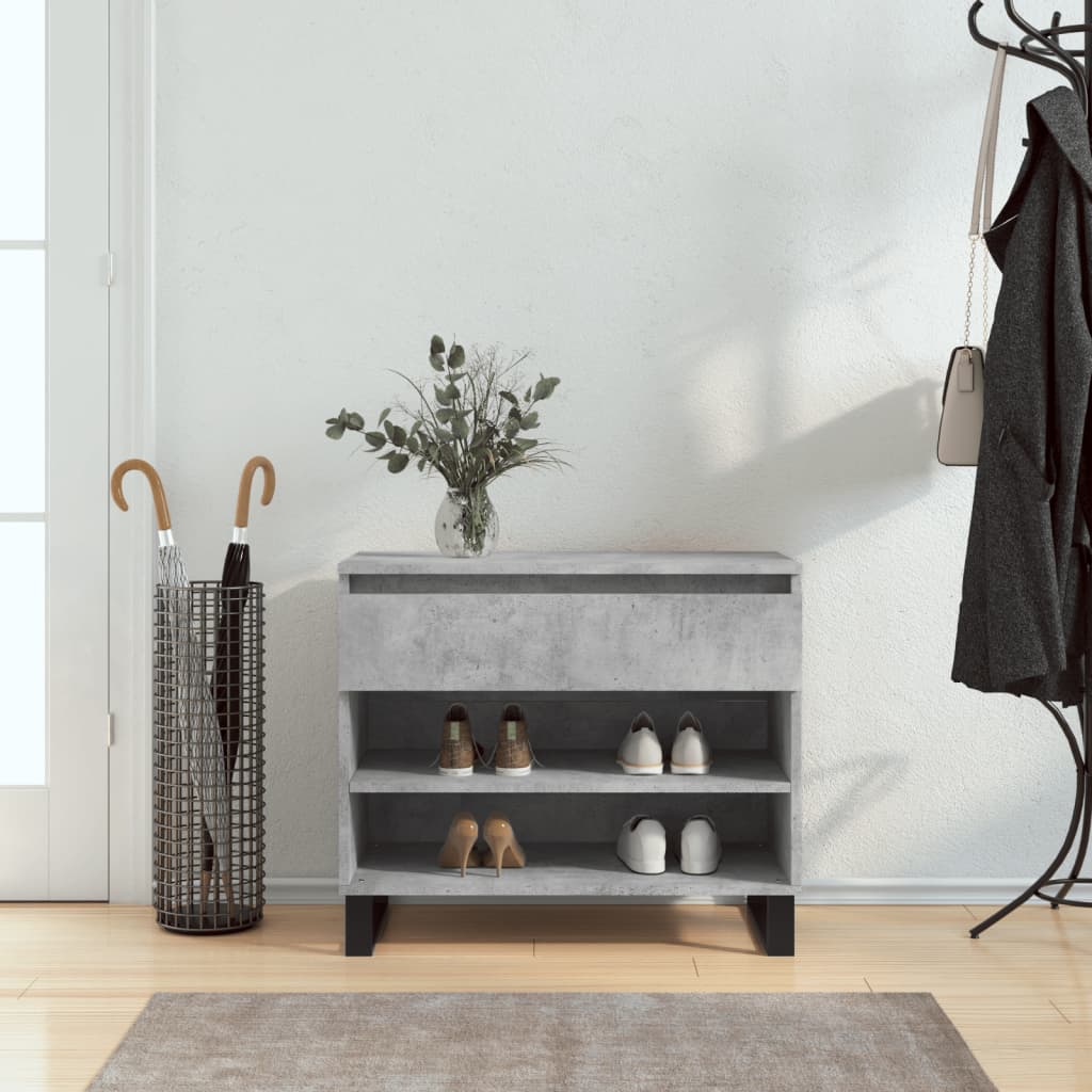 Shoe Cabinet Concrete Grey 70x36x60 cm Engineered Wood - Brittle & Co