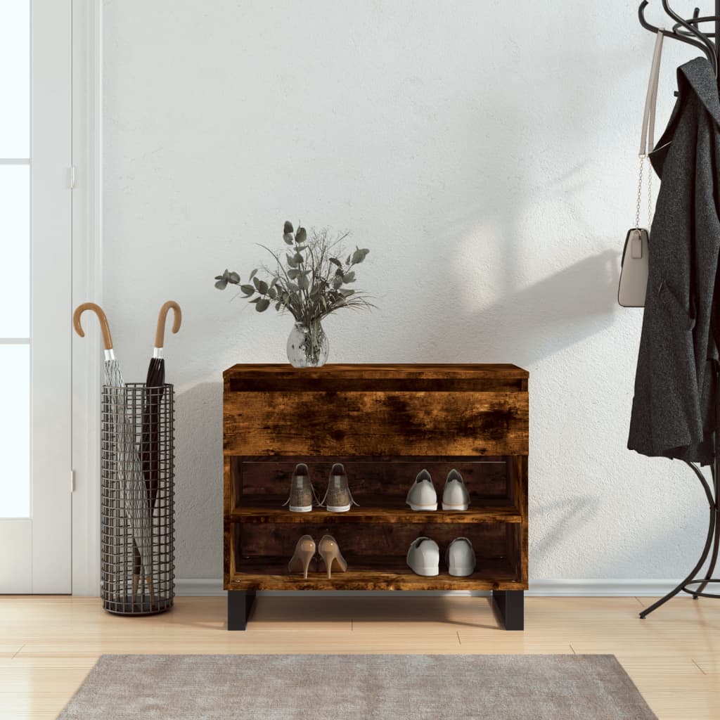 Shoe Cabinet Smoked Oak 70x36x60 cm Engineered Wood - Merkel Designers