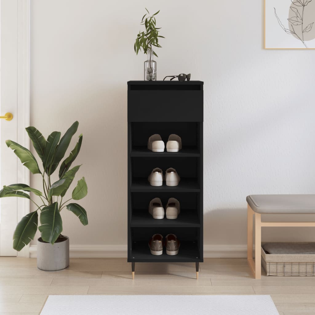 Shoe Cabinet Black 40x36x105 cm Engineered Wood - R and M Furniture