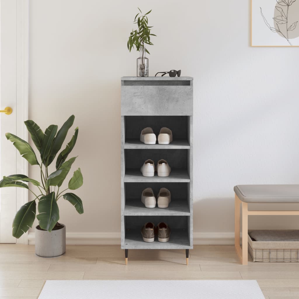 Shoe Cabinet Concrete Grey 40x36x105 cm Engineered Wood - Sid & Sam