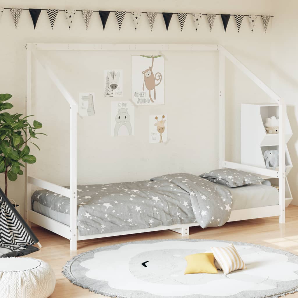 Kids Bed Frame White 90x190cm Solid Wood Pine - Style and Chic