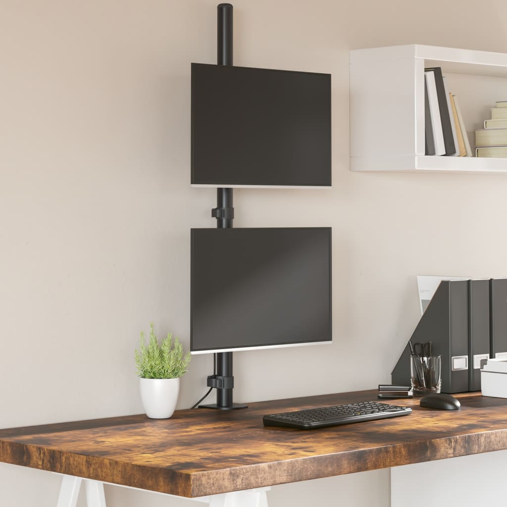 Dual Monitor Stand Black Steel VESA 75/100 mm - Style and Chic