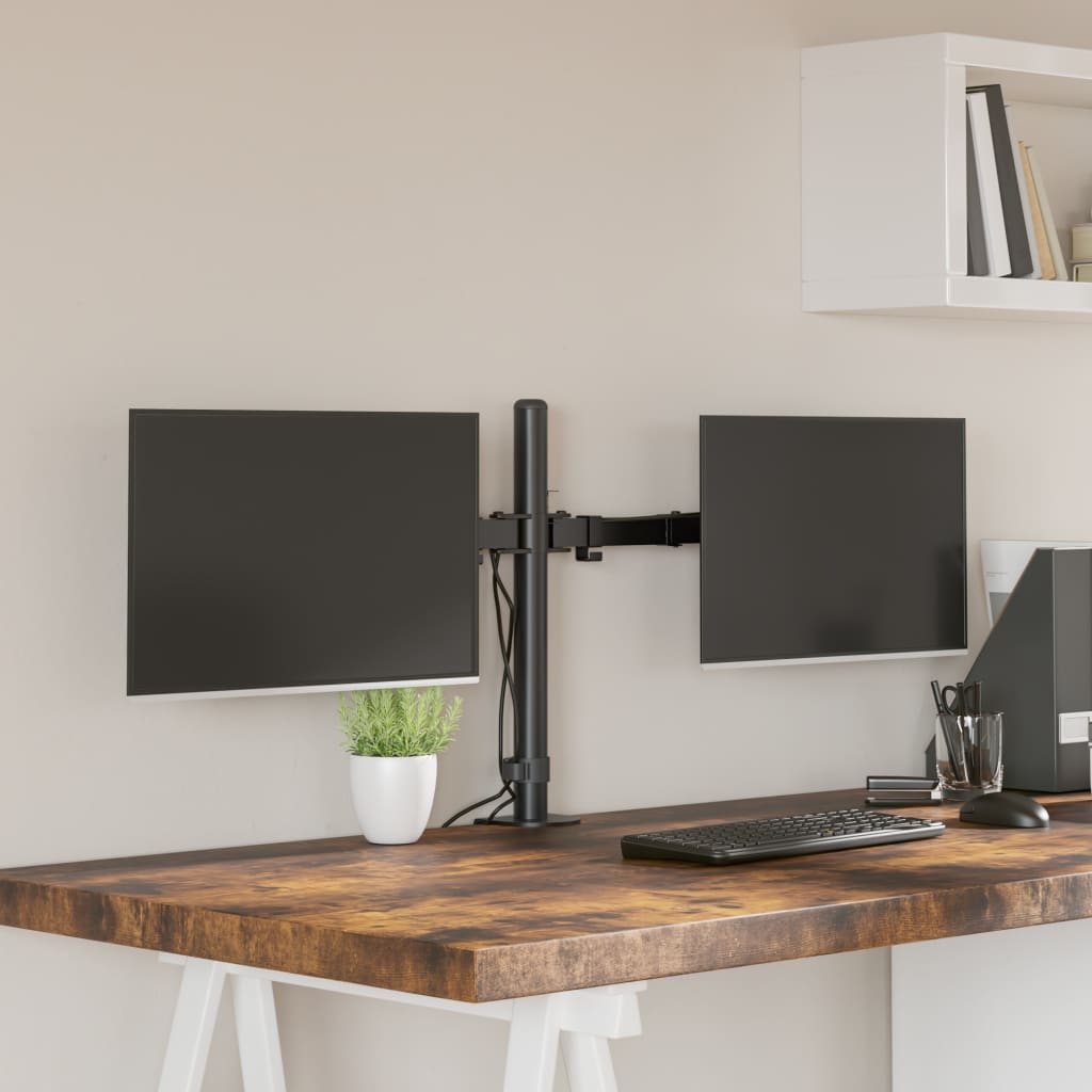 Dual Monitor Stand Black Steel VESA 75/100 mm - Casper Homes