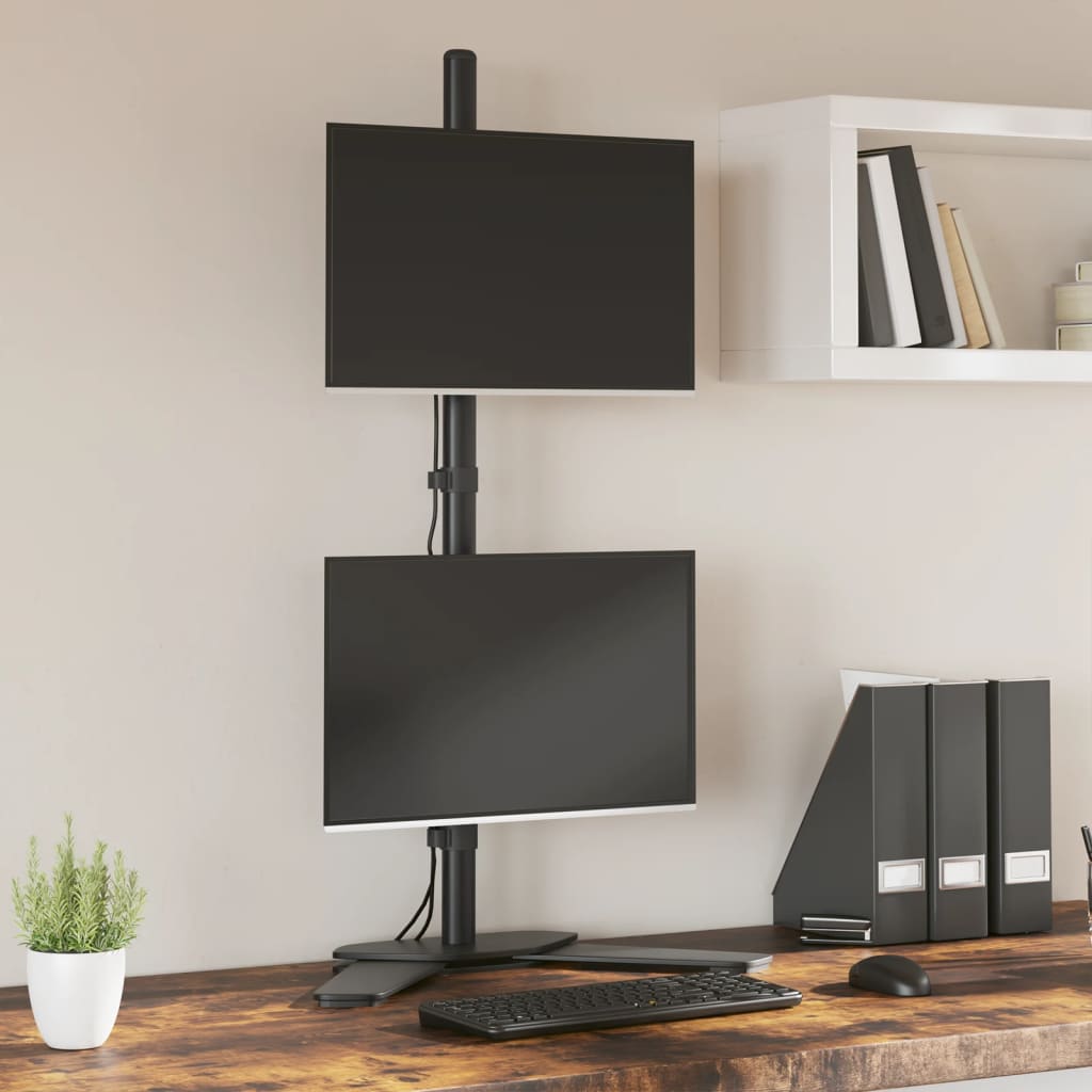 Dual Monitor Stand Black Steel VESA 75/100 mm - Brittle & Co