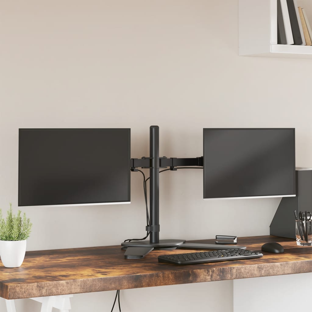 Dual Monitor Stand Black Steel VESA 75/100 mm - R and M Furniture