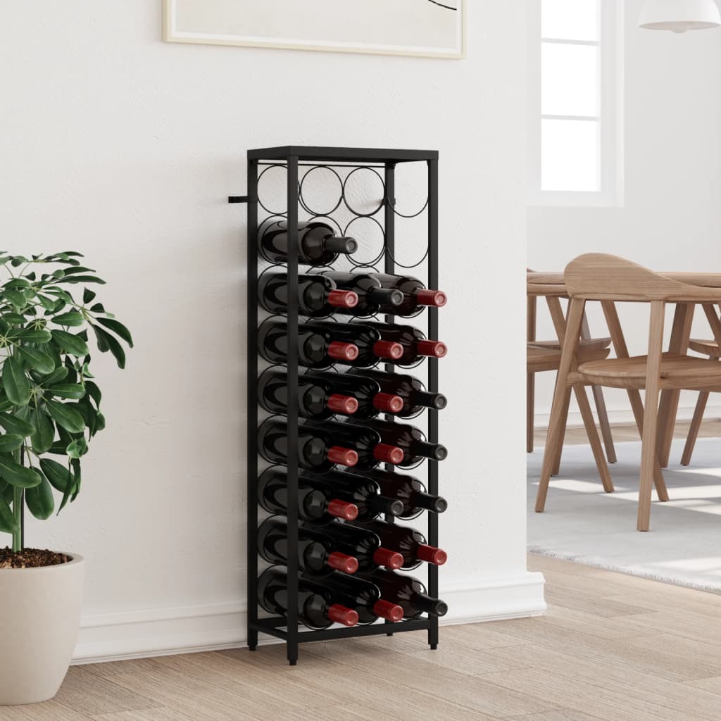 Wine Rack for 27 Bottles Black 34x18x100 cm Wrought Iron - Style and Chic
