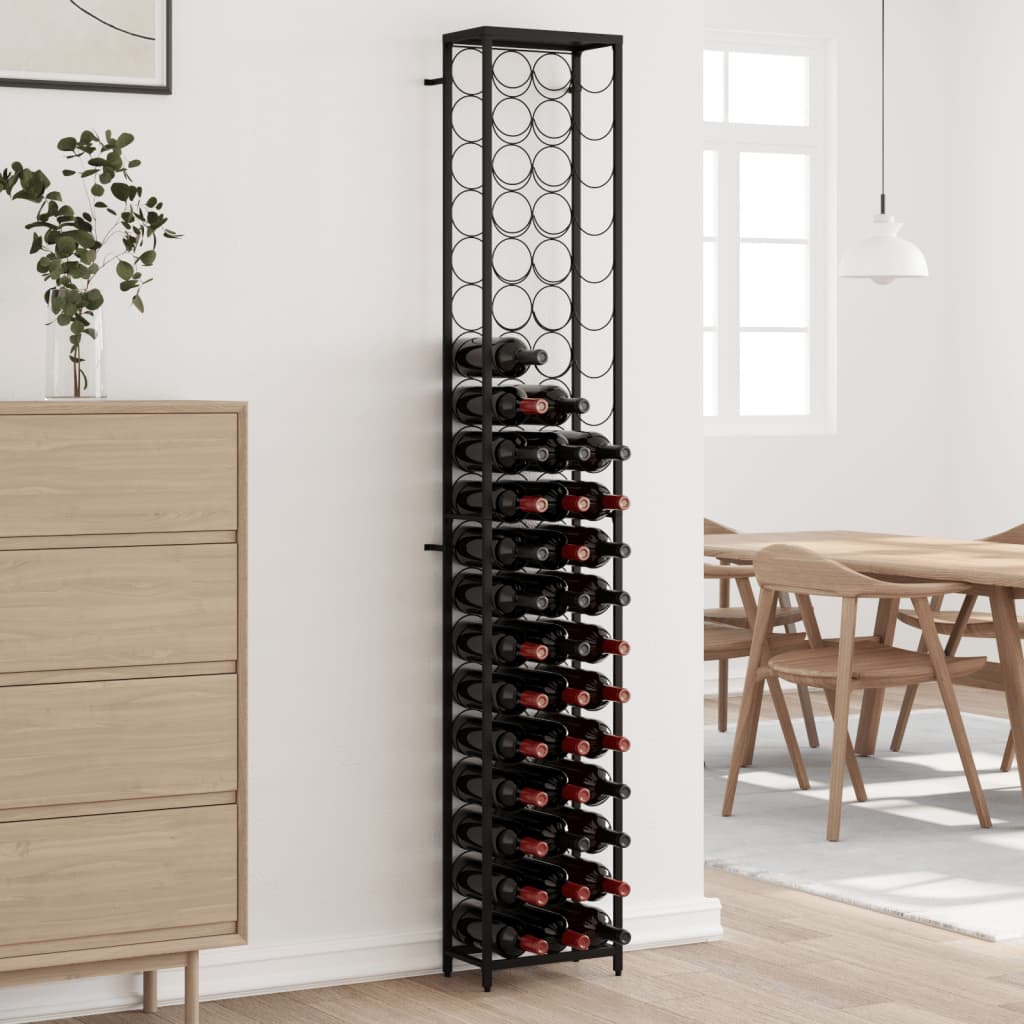 Wine Rack for 57 Bottles Black 34x18x200 cm Wrought Iron - Charlotte Dunes