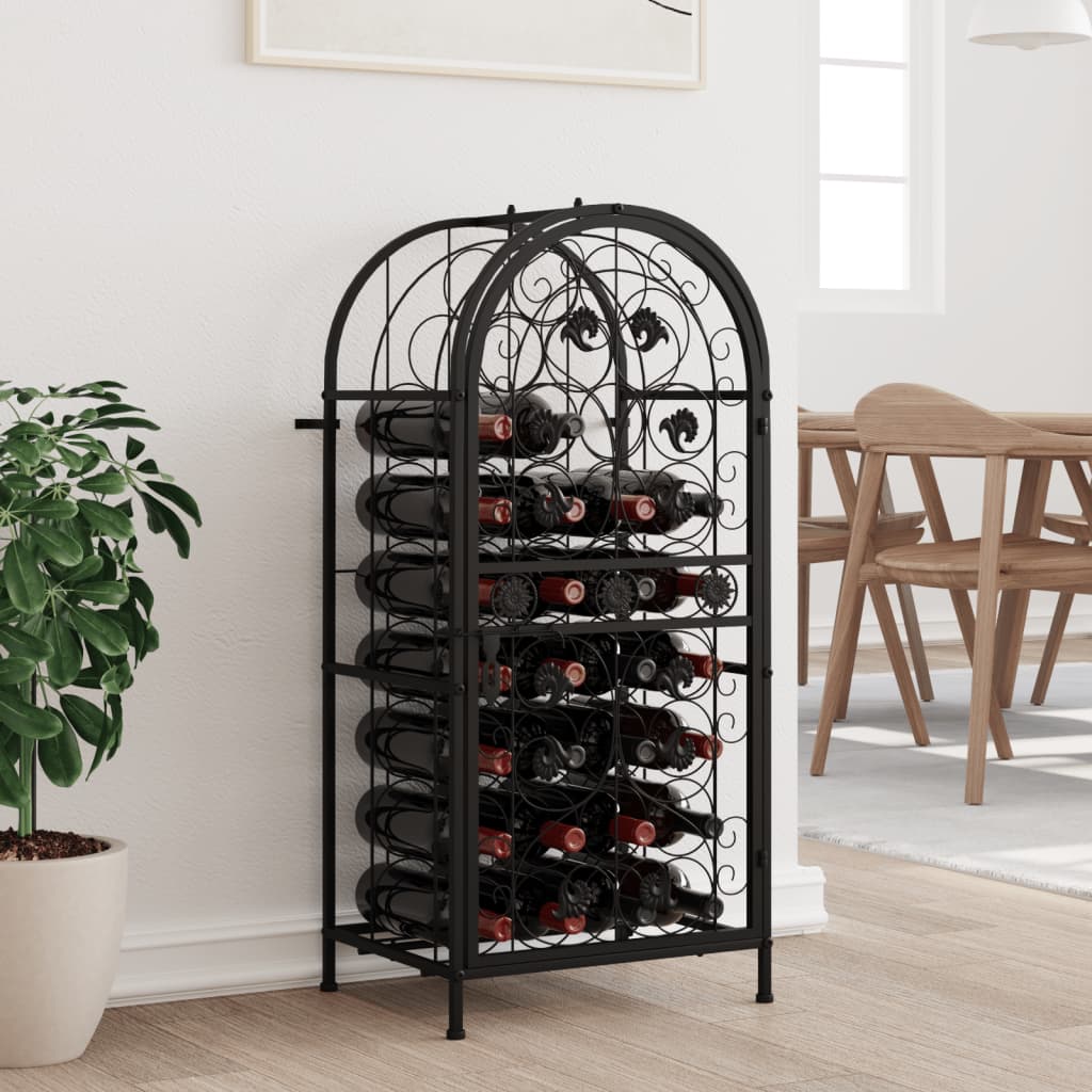 Wine Rack for 33 Bottles Black 45x36x100 cm Wrought Iron - The Home Maker