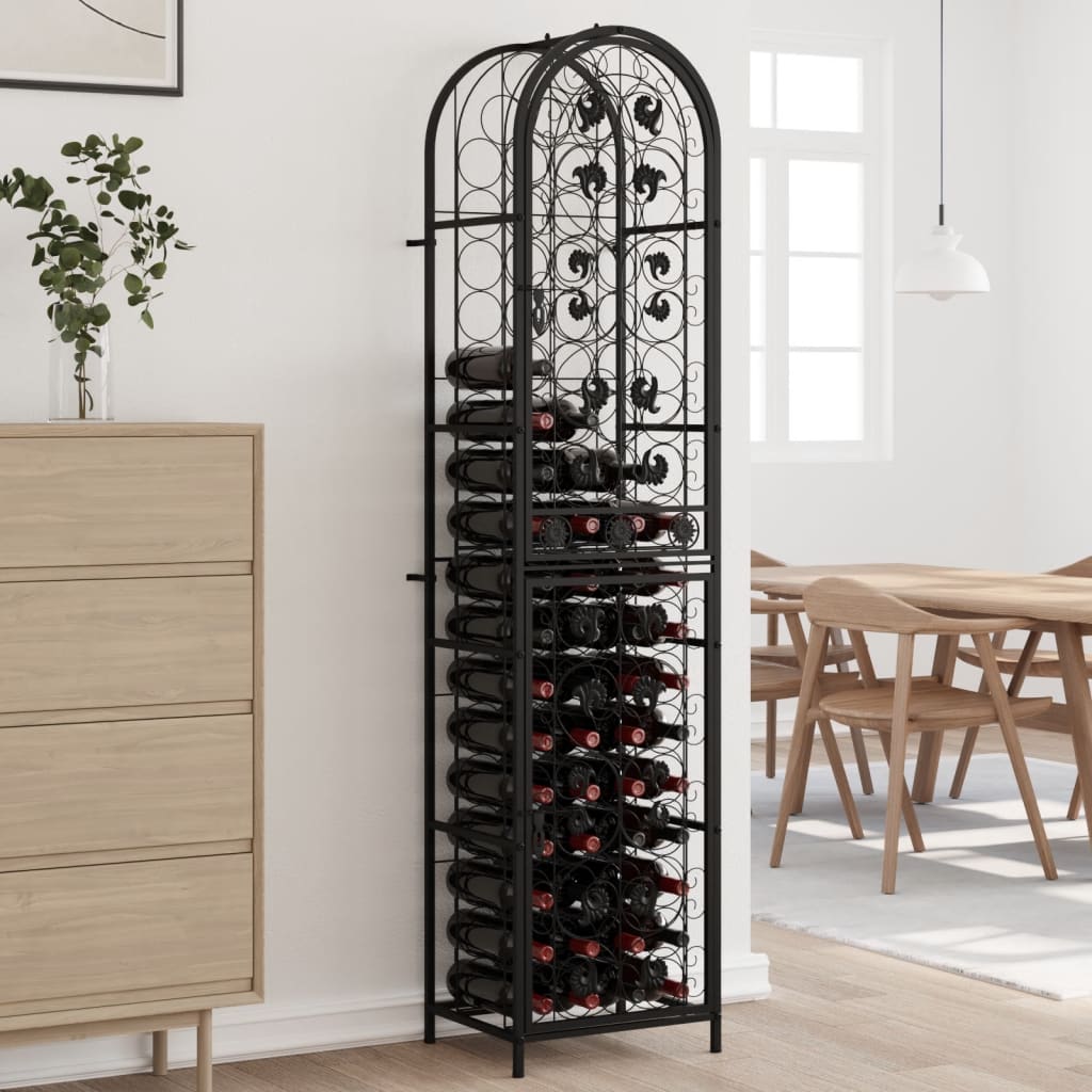 Wine Rack for 73 Bottles Black 45x36x200 cm Wrought Iron - Design Hut
