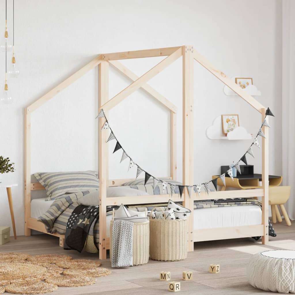 Kids Bed Frame 2x(70x140) cm Solid Wood Pine - Millennium Furniture