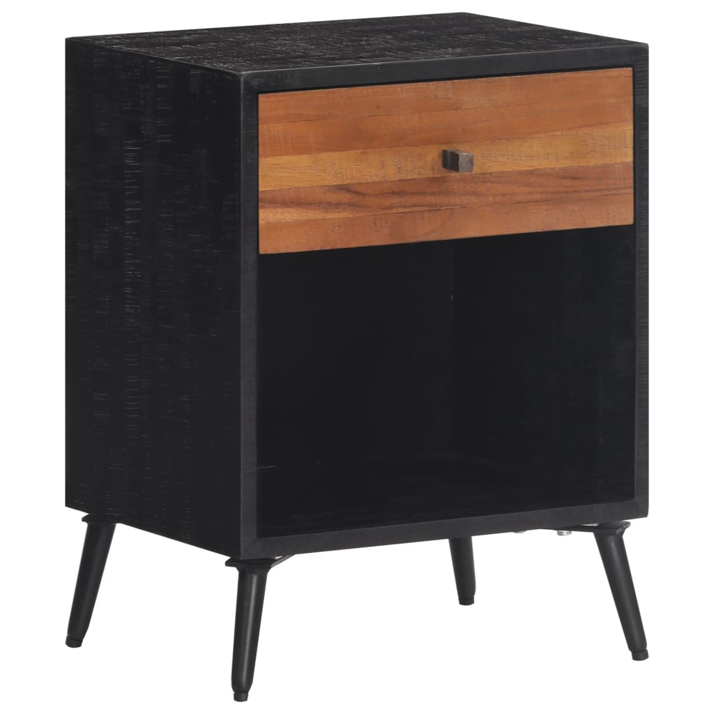 Bedside Table - BARI Nightstand Black 40cm - Merlin Deals