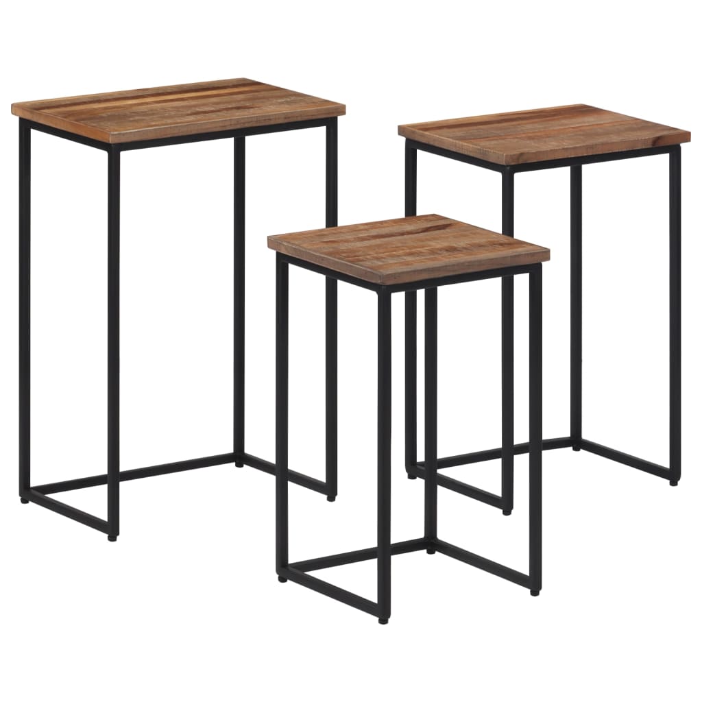 Nesting Coffee Tables 3 pcs Solid Wood Teak - Merlin Deals