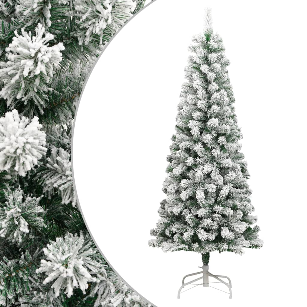 Fluer Flocked Snow Tree 210cm Hinged Design - Direct Imports