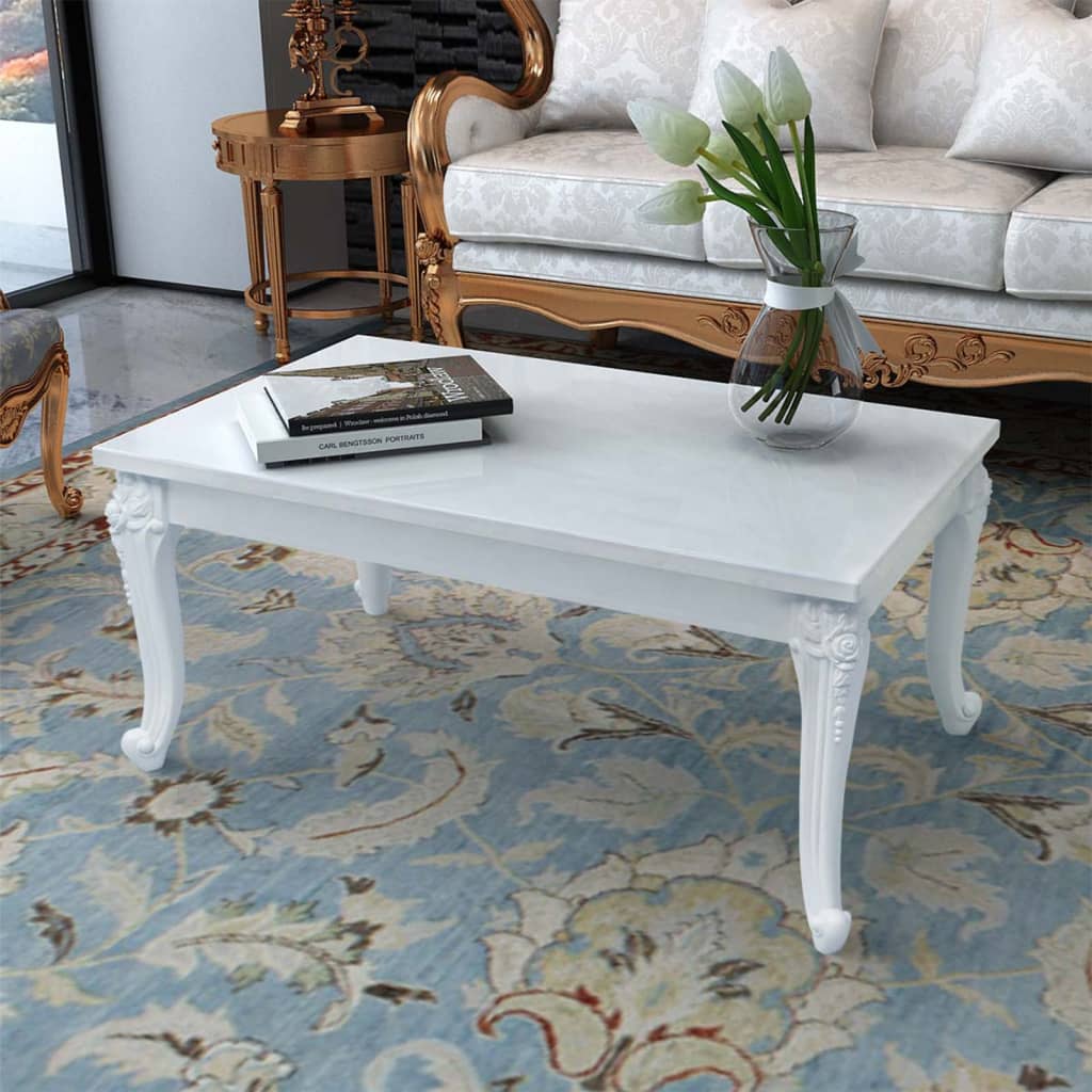 Coffee Table High Gloss White 100x50x42 cm Engineered Wood - Design Hut